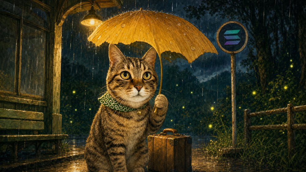 Ginnan waiting at the bus stop in the rain